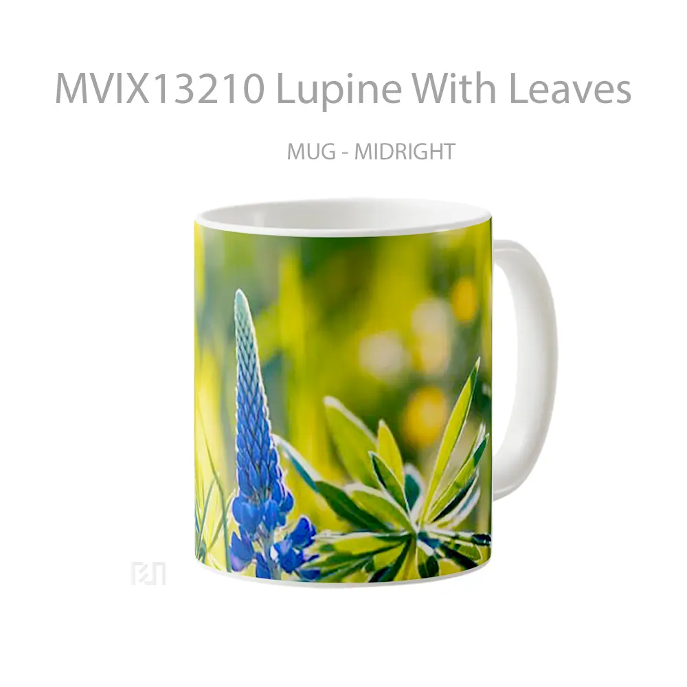 Mug Lupine With Leaves Gelas Keramik Unik - All-side / Desain