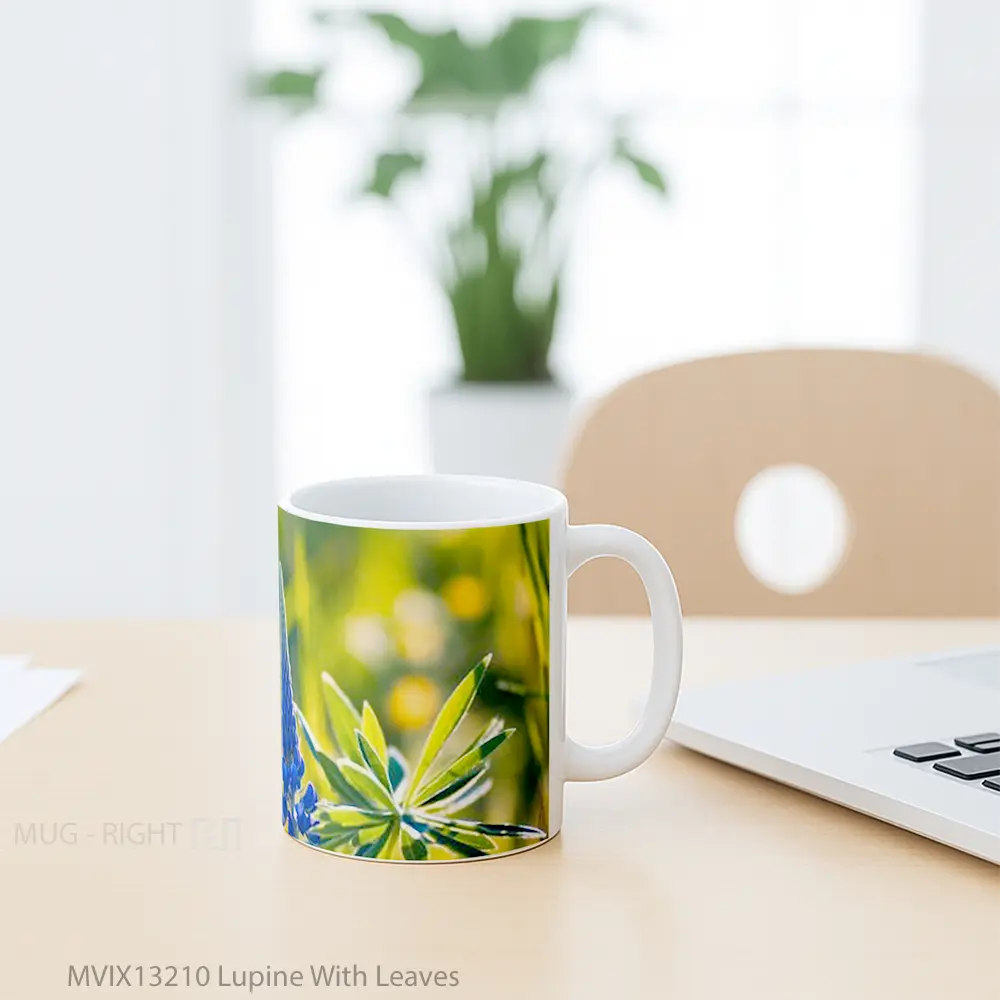 Mug Lupine With Leaves Gelas Keramik Unik - All-side / Desain