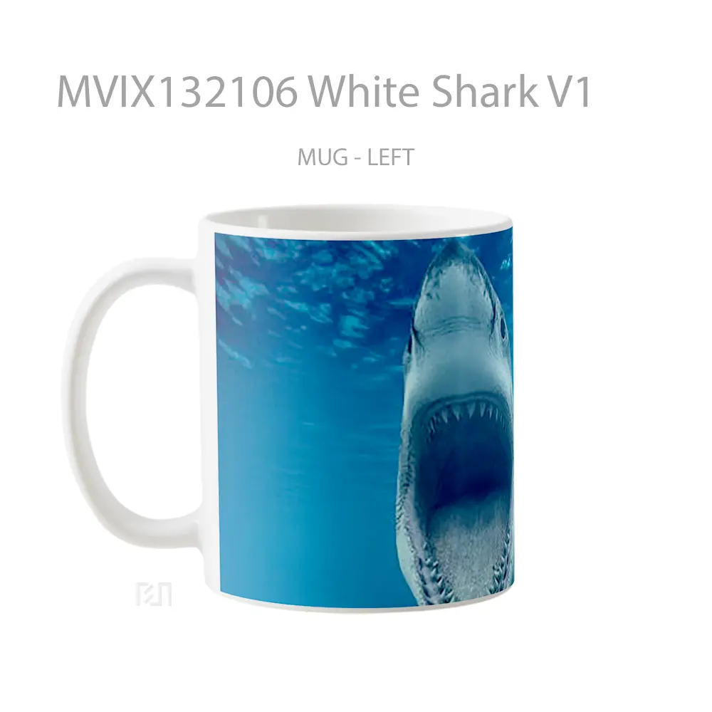 Mug White Shark V1 Gelas Hewan Lucu - All-side / Desain