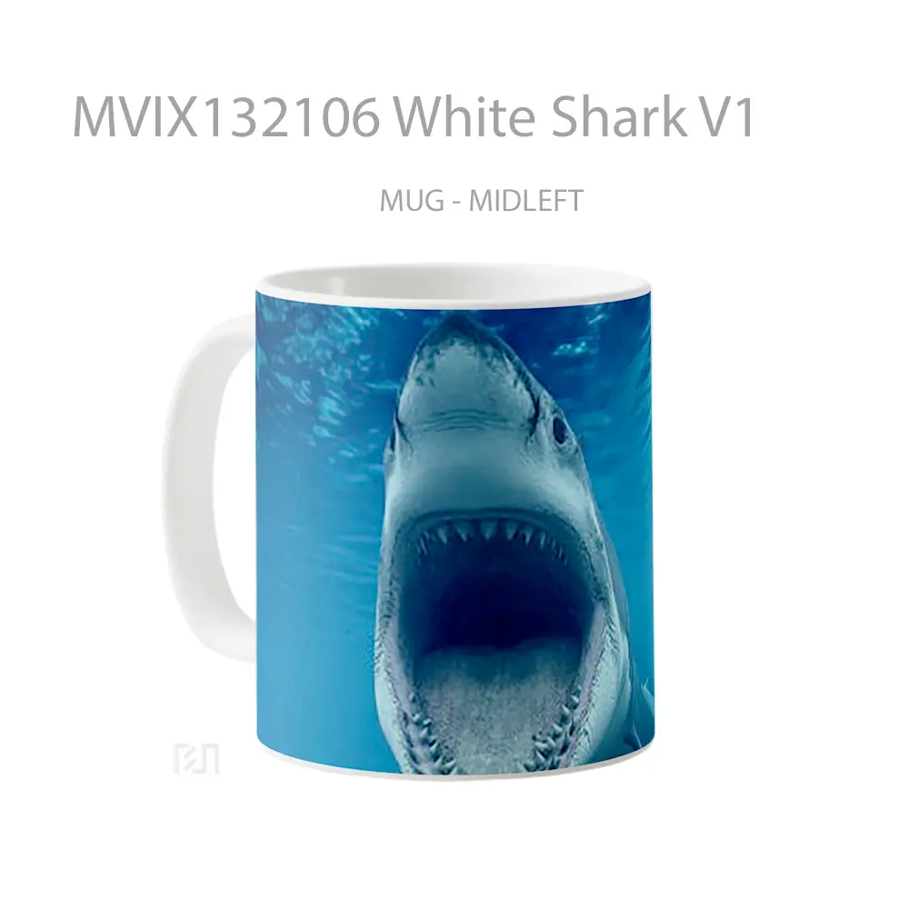 Mug White Shark V1 Gelas Hewan Lucu - All-side / Desain