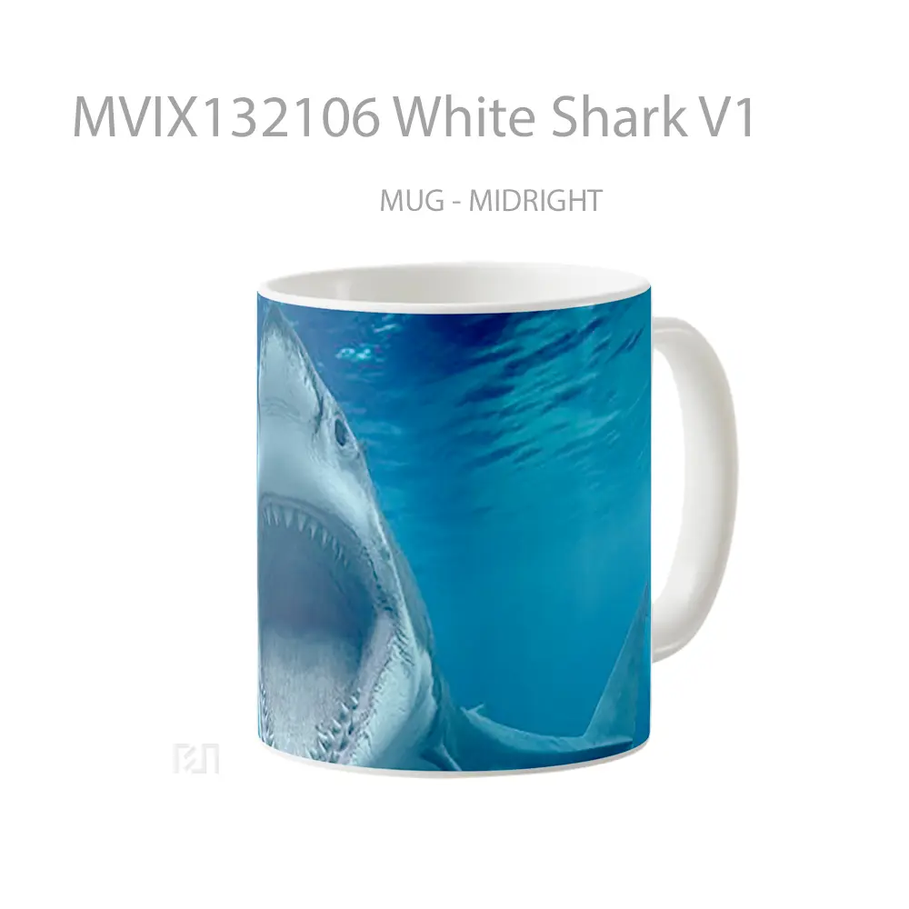 Mug White Shark V1 Gelas Hewan Lucu - All-side / Desain
