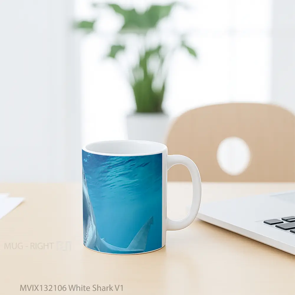 Mug White Shark V1 Gelas Hewan Lucu - All-side / Desain