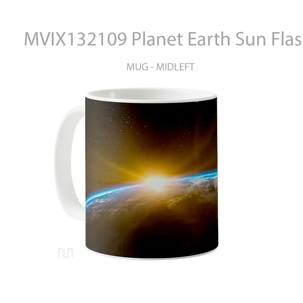 Mug Planet Earth Sun Flash Gelas Superhero - All-side / Desain