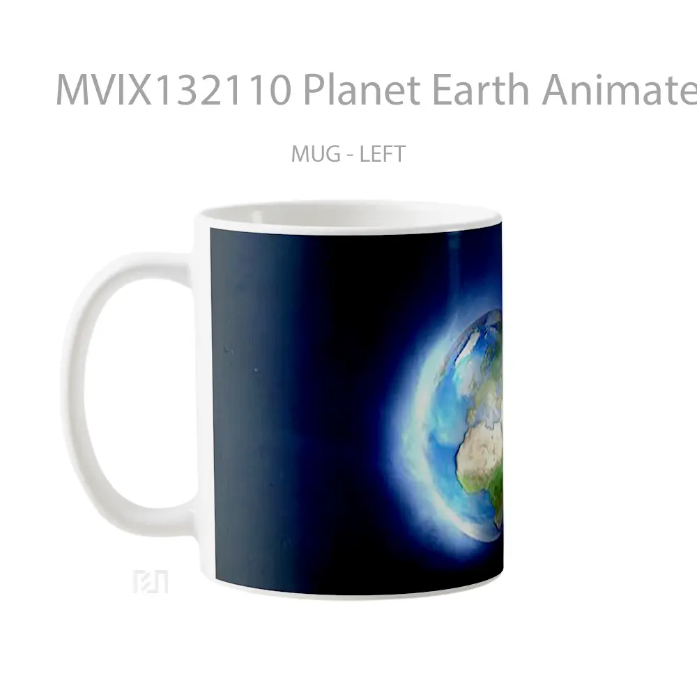 Mug Planet Earth Animated Cartoon Style Gelas Astronomi - All-side / Desain