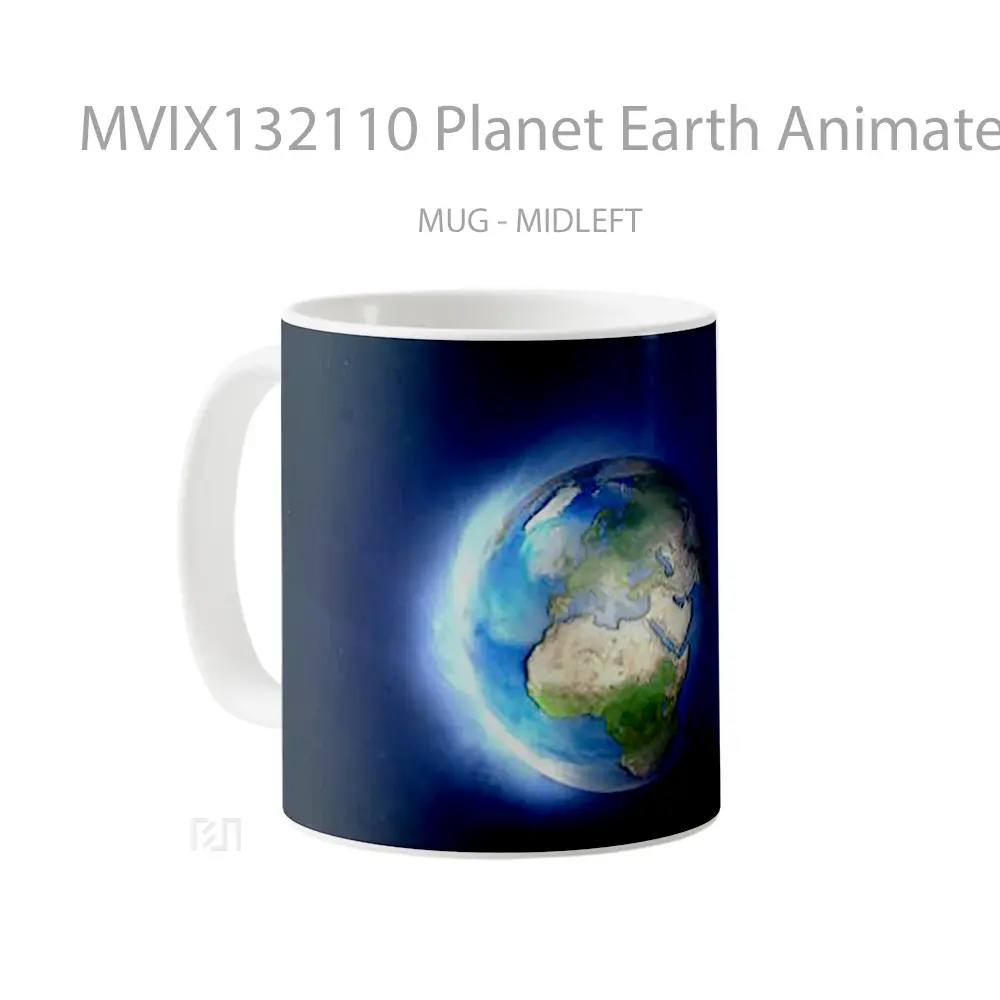 Mug Planet Earth Animated Cartoon Style Gelas Astronomi - All-side / Desain