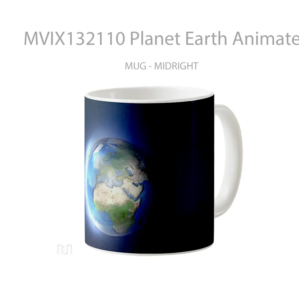 Mug Planet Earth Animated Cartoon Style Gelas Astronomi - All-side / Desain