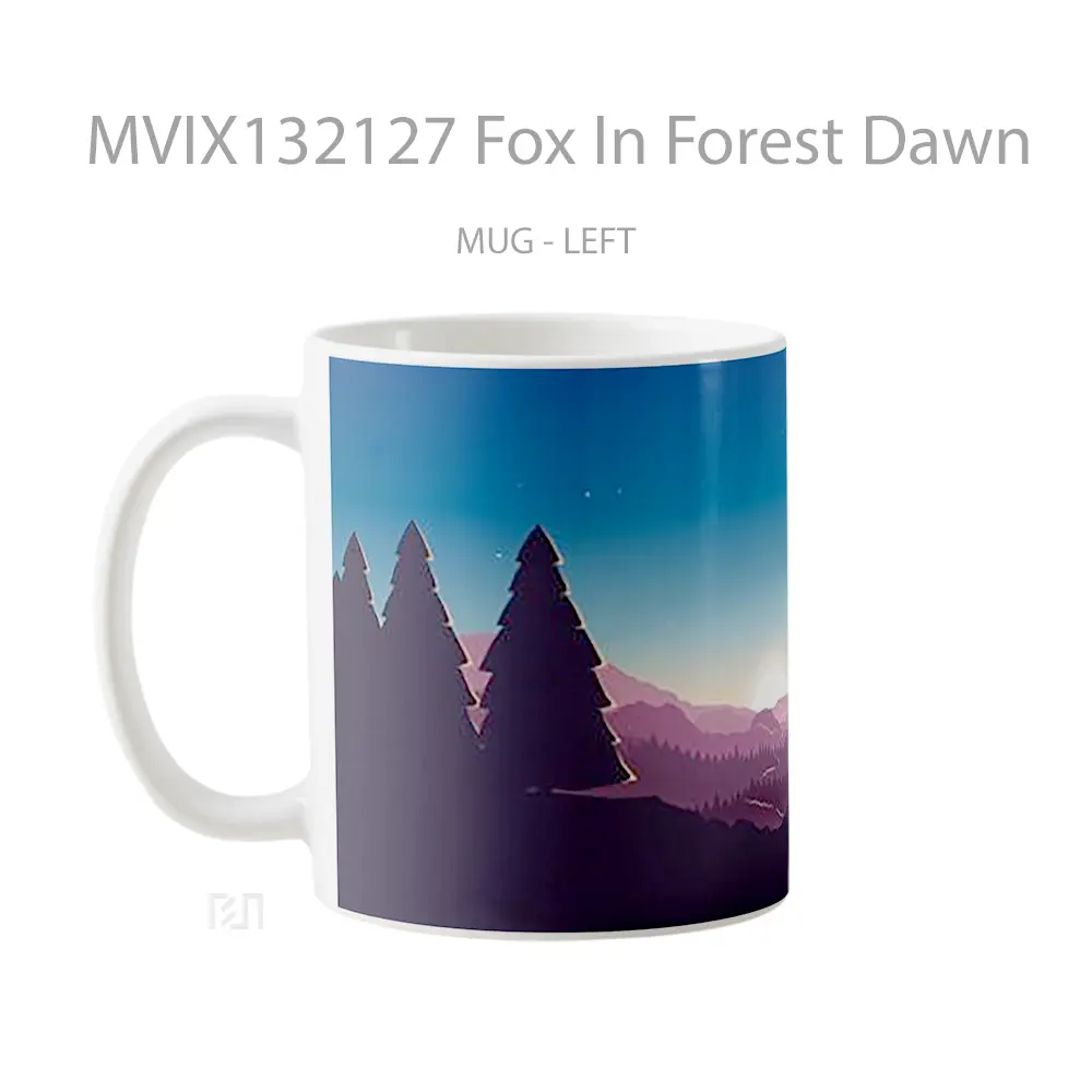 Mug Fox In Forest Dawn Gelas Hewan Lucu - All-side / Desain