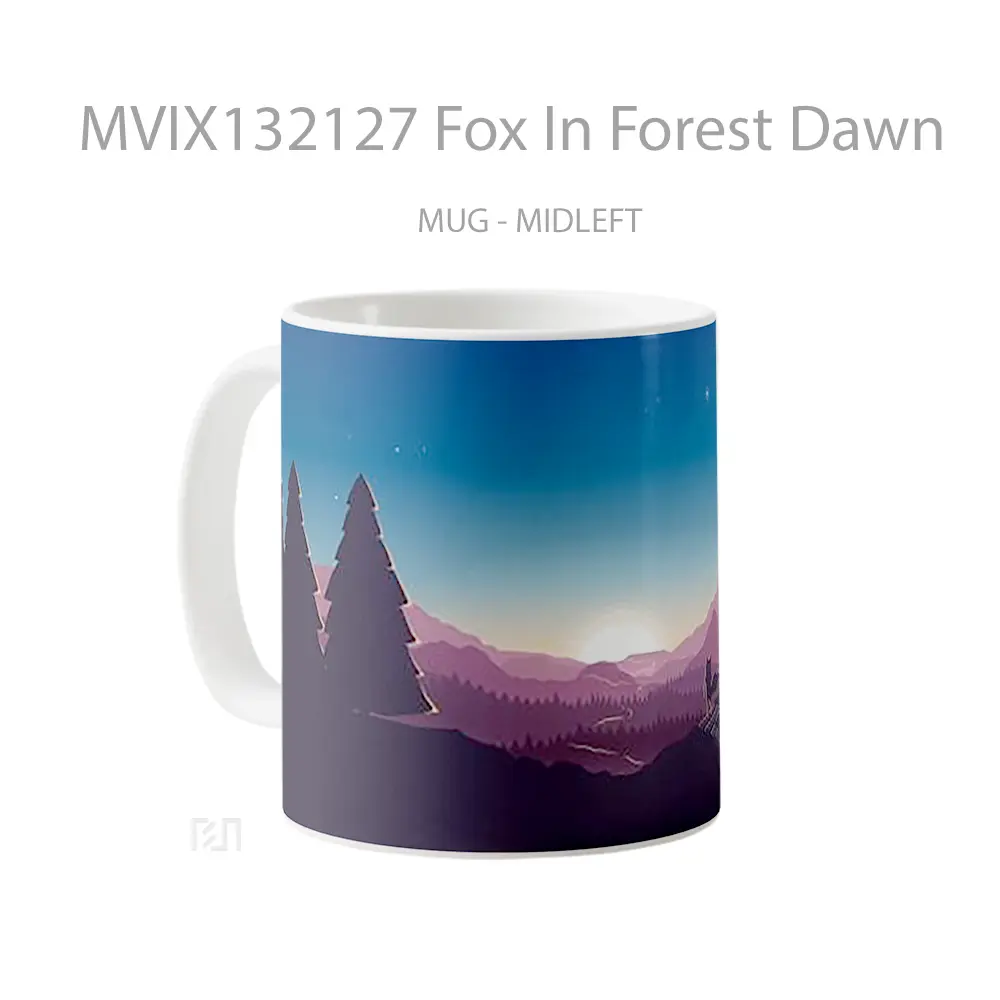 Mug Fox In Forest Dawn Gelas Hewan Lucu - All-side / Desain