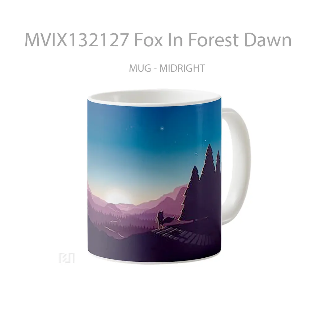Mug Fox In Forest Dawn Gelas Hewan Lucu - All-side / Desain