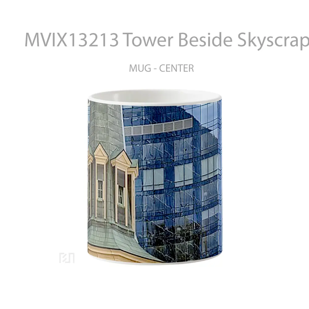 Mug Tower Beside Skyscraper Gelas Keramik Unik