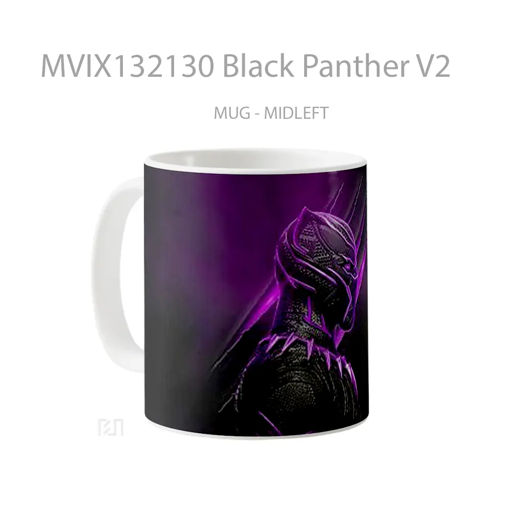 Mug Black Panther V2 Gelas Superhero - All-side / Desain