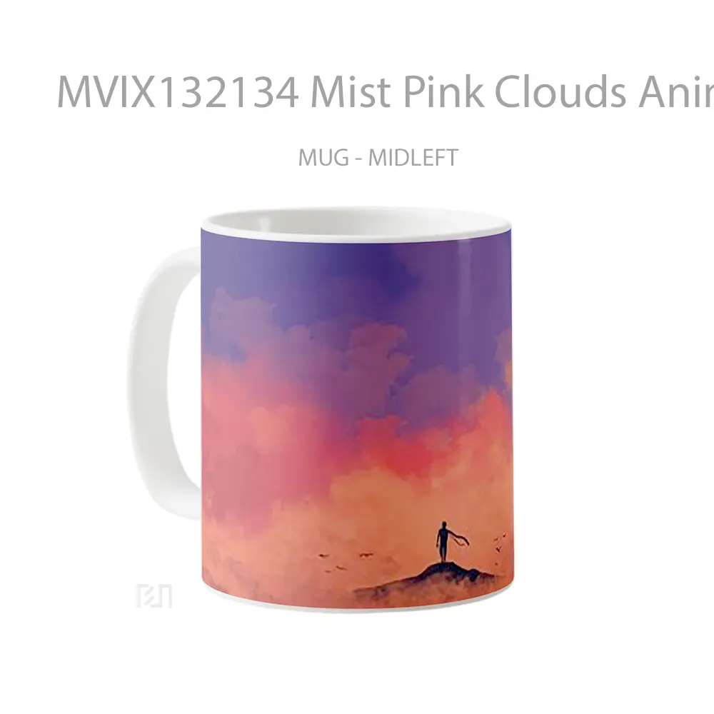 Mug Mist Pink Clouds Anime Cangkir Anime - All-side / Desain