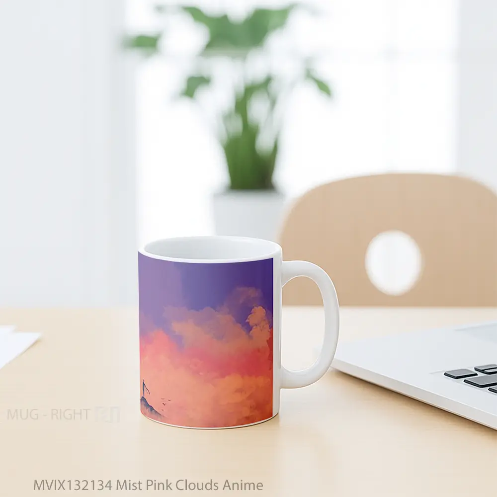 Mug Mist Pink Clouds Anime Cangkir Anime - All-side / Desain