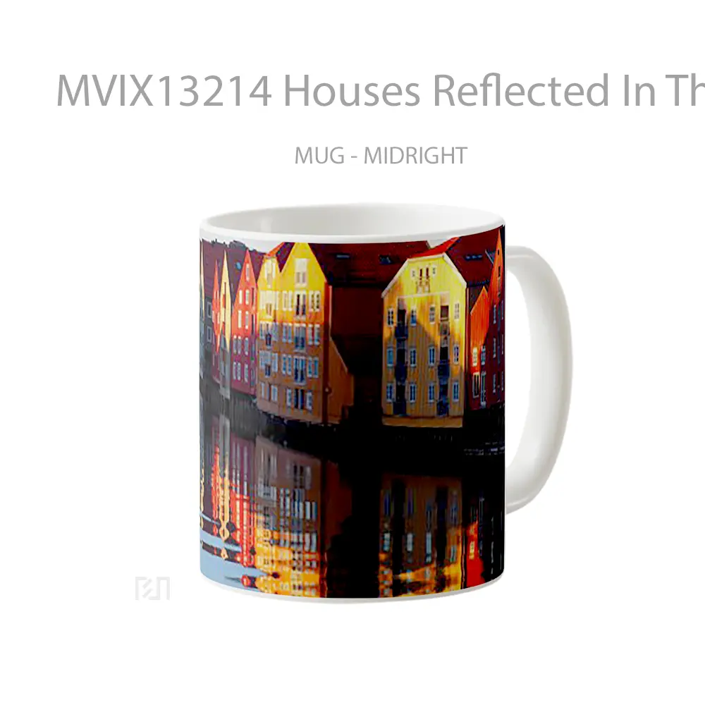 Mug Houses Reflected In The Water Gelas Pemandangan Alam - All-side / Desain