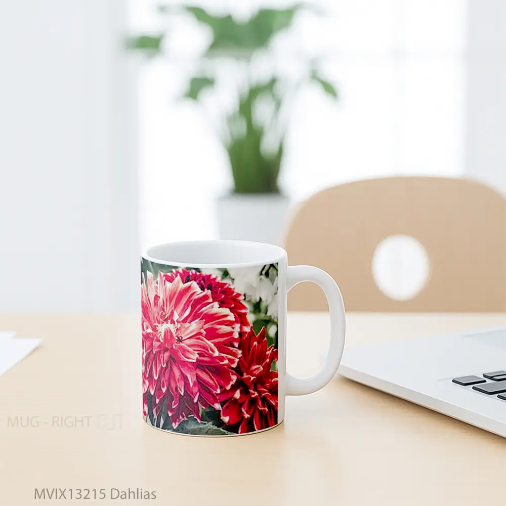 Mug Dahlias Gelas Keramik Unik - All-side / Desain