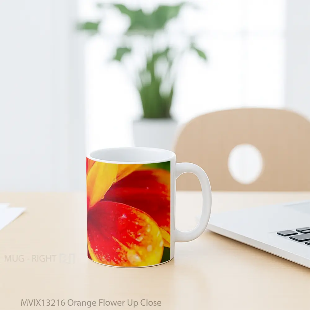 Mug Orange Flower Up Close Gelas Pemandangan Alam - All-side / Desain