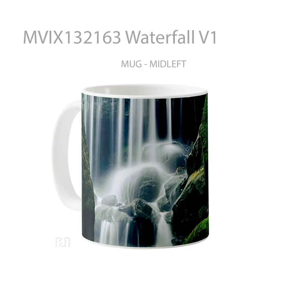Mug Waterfall V1 Gelas Pemandangan Alam - All-side / Desain