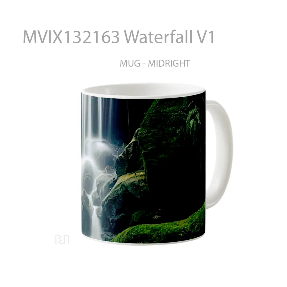 Mug Waterfall V1 Gelas Pemandangan Alam - All-side / Desain