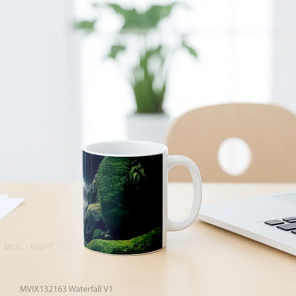 Mug Waterfall V1 Gelas Pemandangan Alam - All-side / Desain