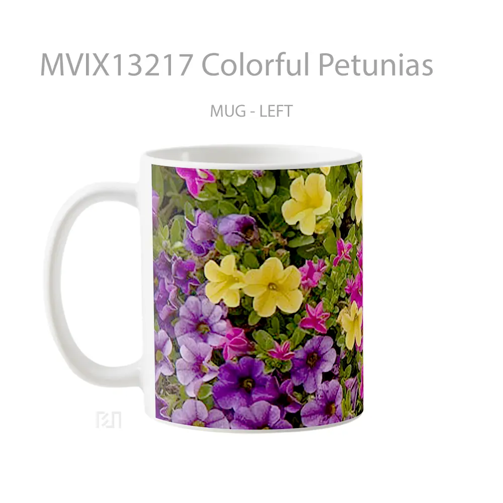 Mug Colorful Petunias Gelas Keramik Unik - All-side / Desain
