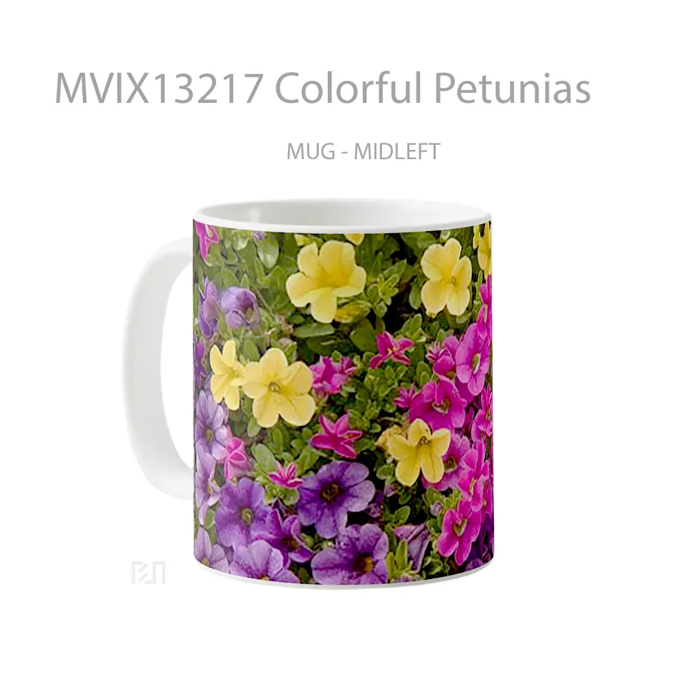 Mug Colorful Petunias Gelas Keramik Unik - All-side / Desain
