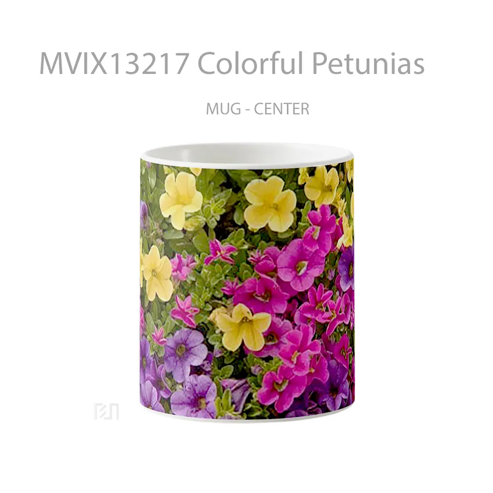 Mug Colorful Petunias Gelas Keramik Unik