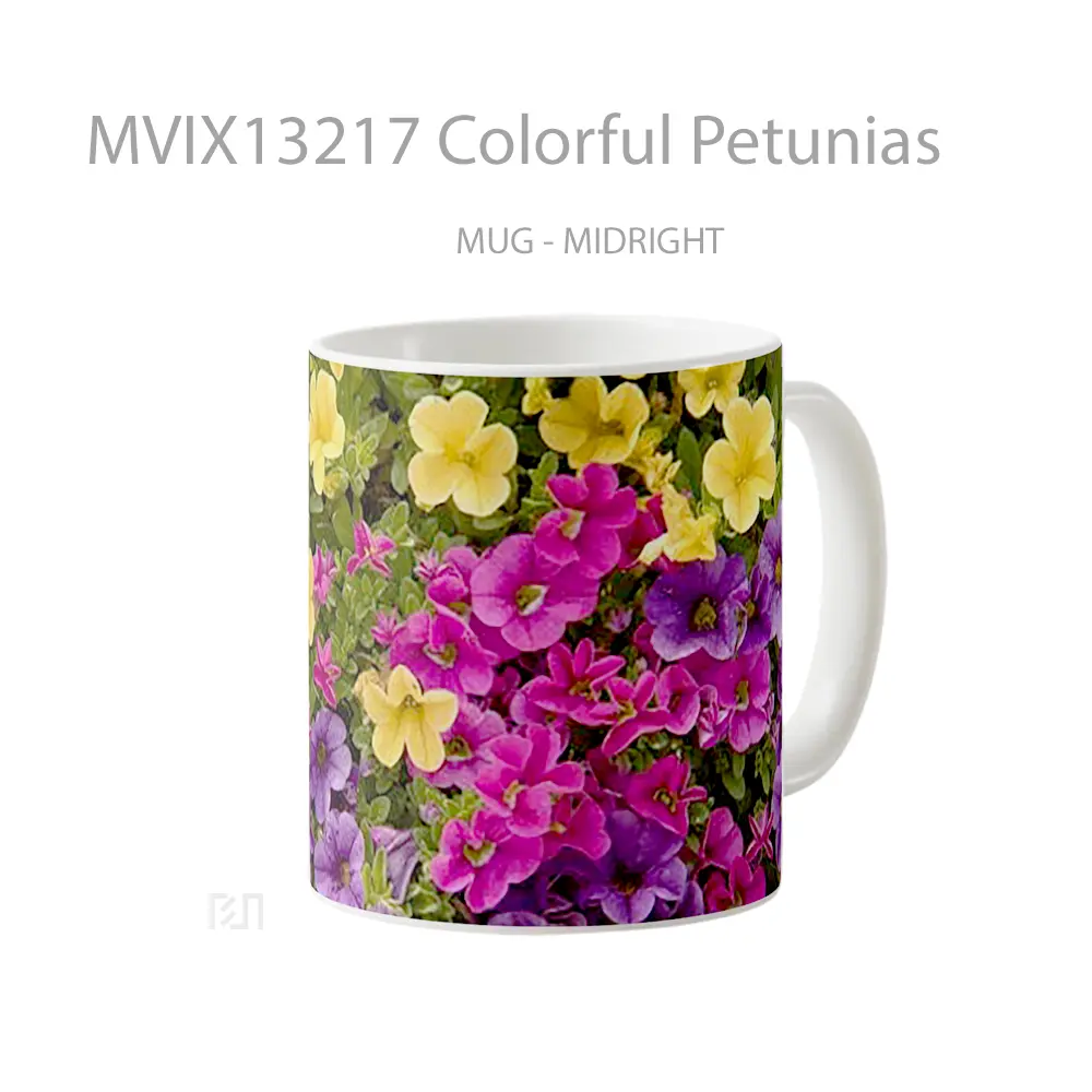 Mug Colorful Petunias Gelas Keramik Unik - All-side / Desain