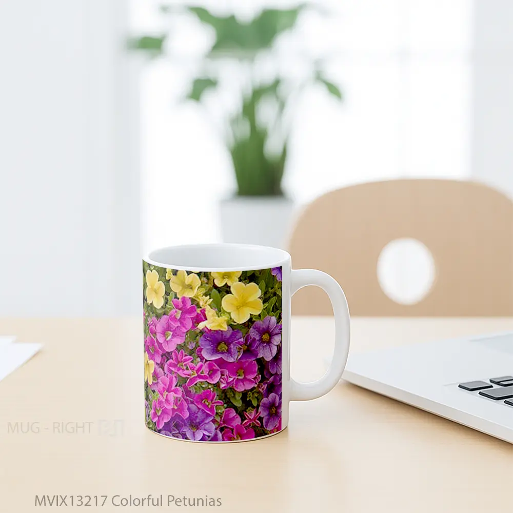 Mug Colorful Petunias Gelas Keramik Unik - All-side / Desain