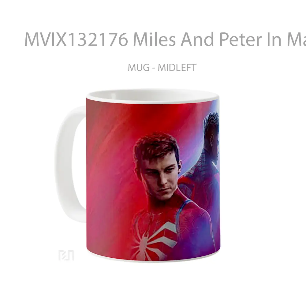 Mug Miles And Peter In Marvels Spider Man 2 Gelas Superhero - All-side / Desain
