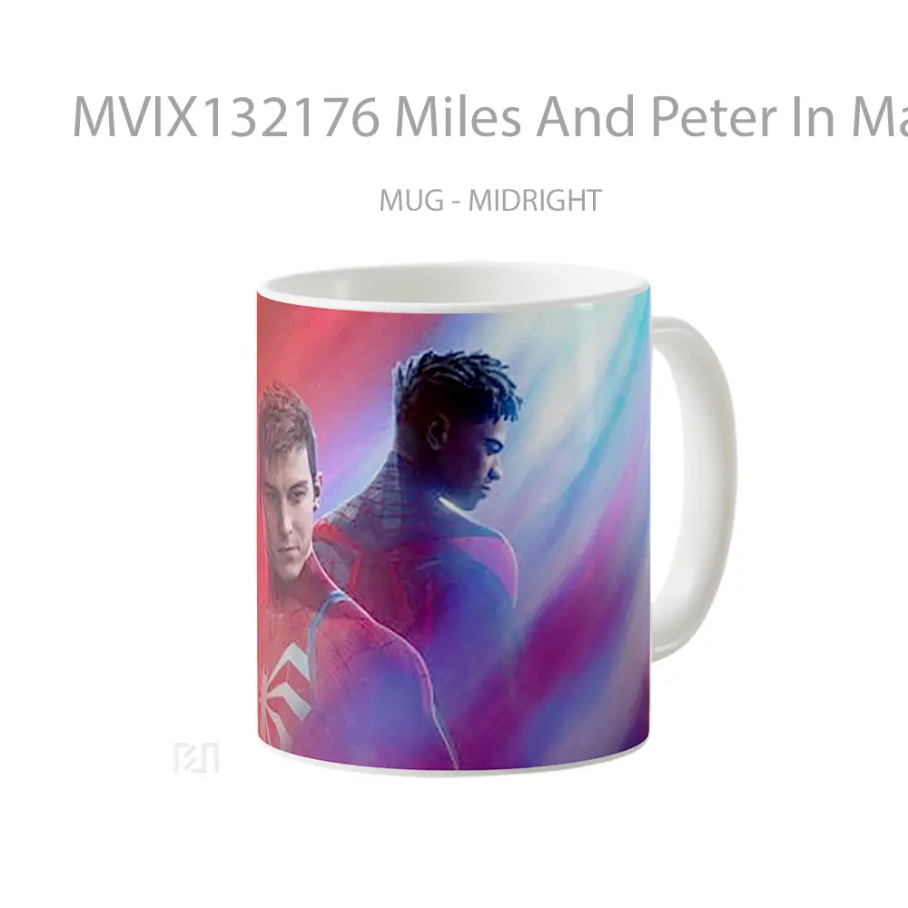 Mug Miles And Peter In Marvels Spider Man 2 Gelas Superhero - All-side / Desain