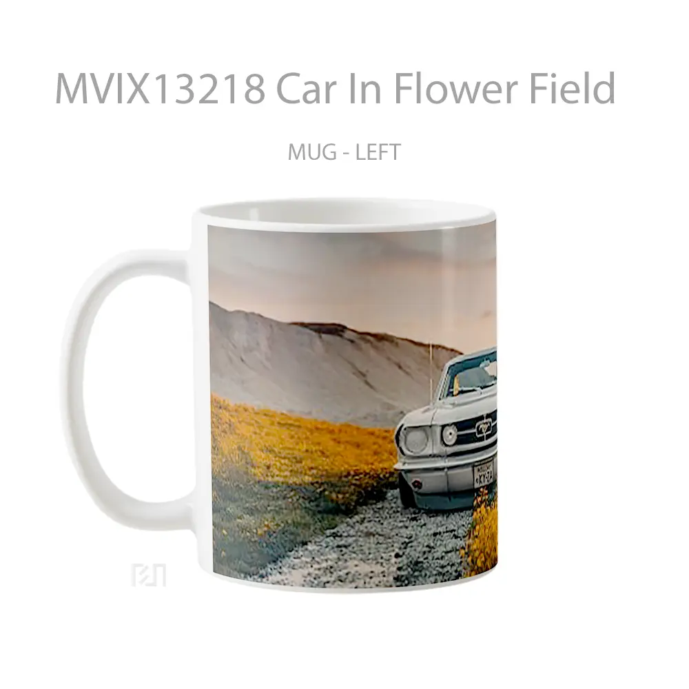 Mug Car In Flower Field Cangkir Mobil - All-side / Desain