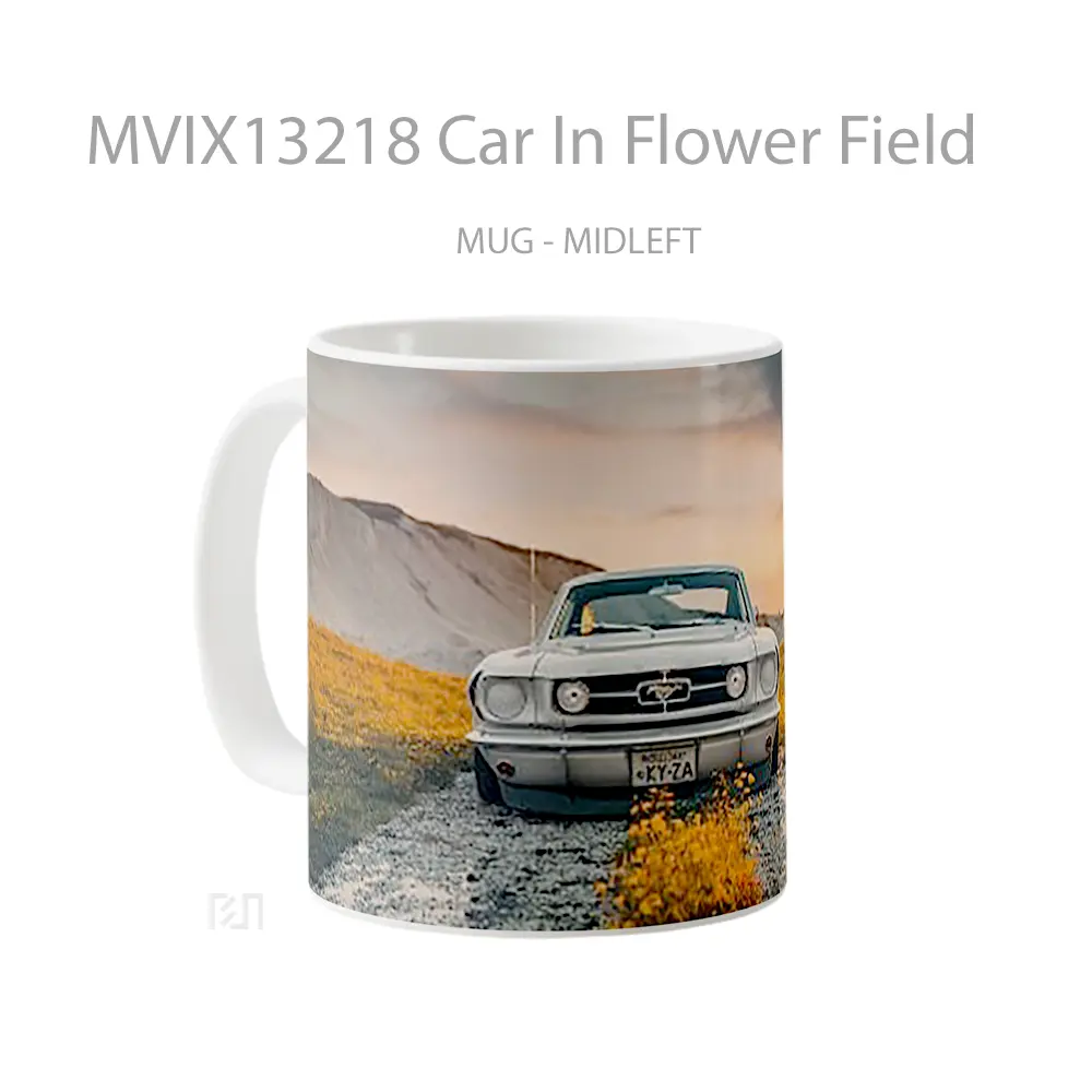 Mug Car In Flower Field Cangkir Mobil - All-side / Desain