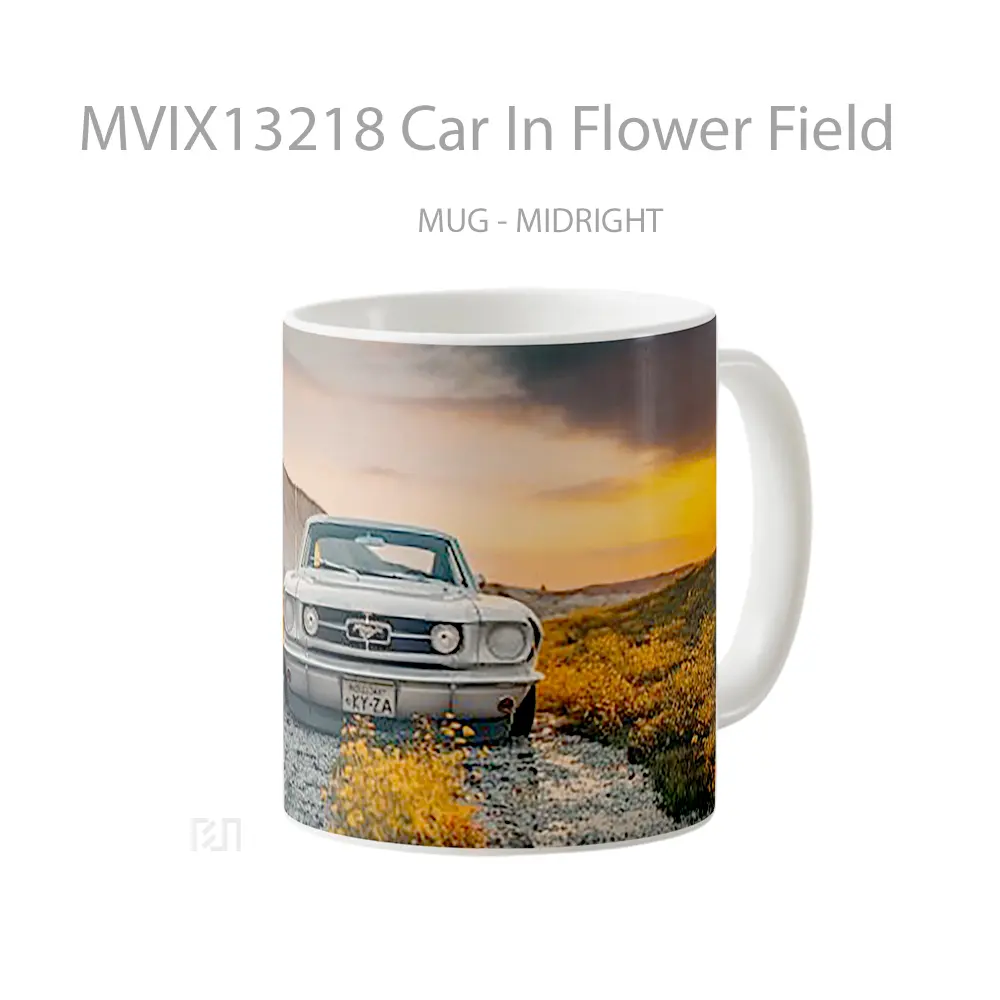 Mug Car In Flower Field Cangkir Mobil - All-side / Desain