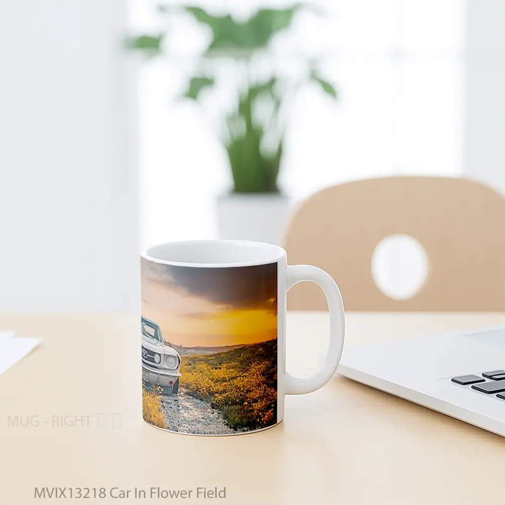 Mug Car In Flower Field Cangkir Mobil - All-side / Desain