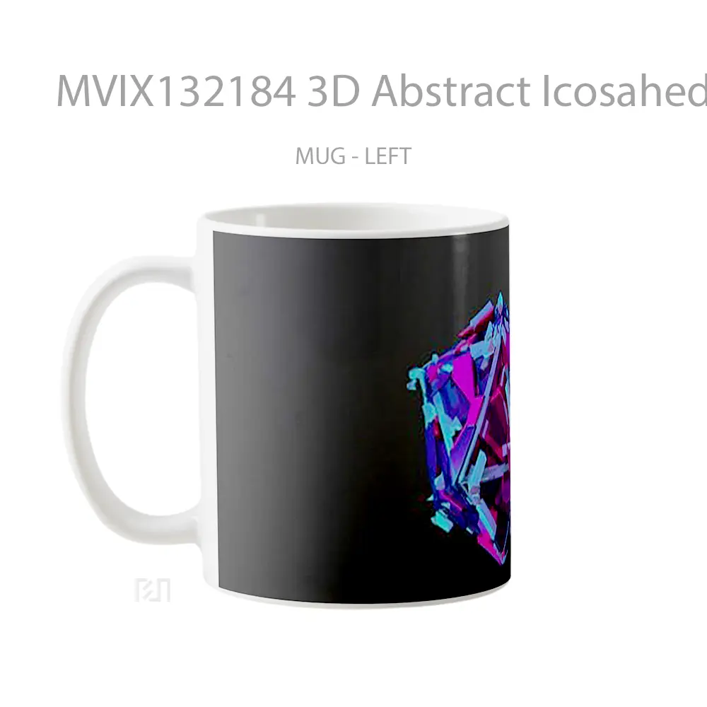 Mug 3D Abstract Icosahedron Gelas Seni Modern - All-side / Desain