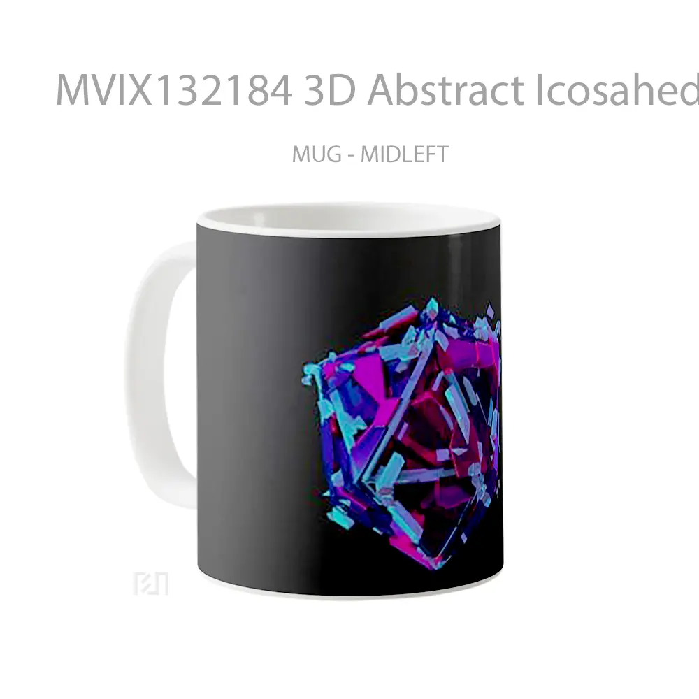 Mug 3D Abstract Icosahedron Gelas Seni Modern - All-side / Desain