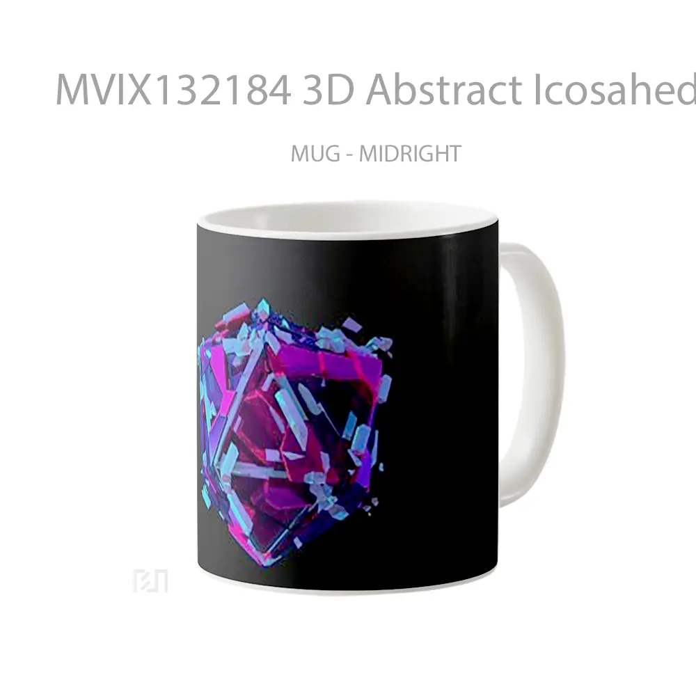 Mug 3D Abstract Icosahedron Gelas Seni Modern - All-side / Desain