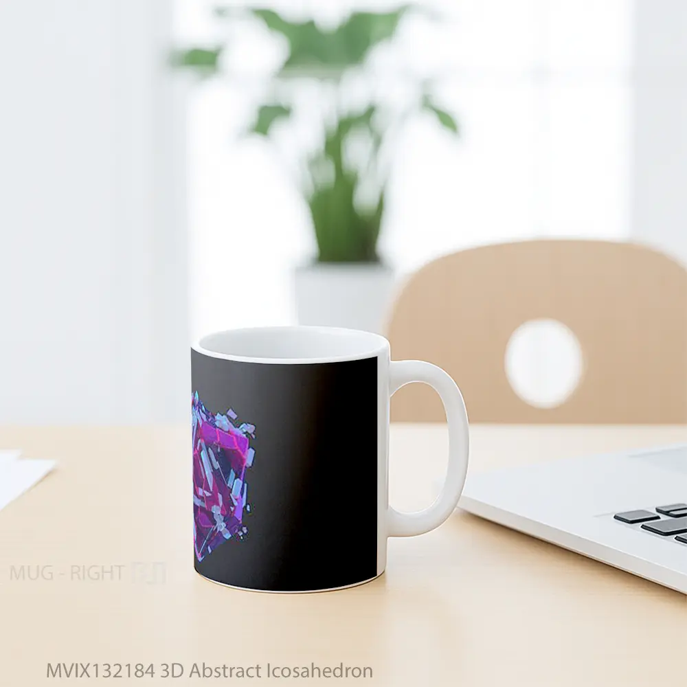 Mug 3D Abstract Icosahedron Gelas Seni Modern - All-side / Desain