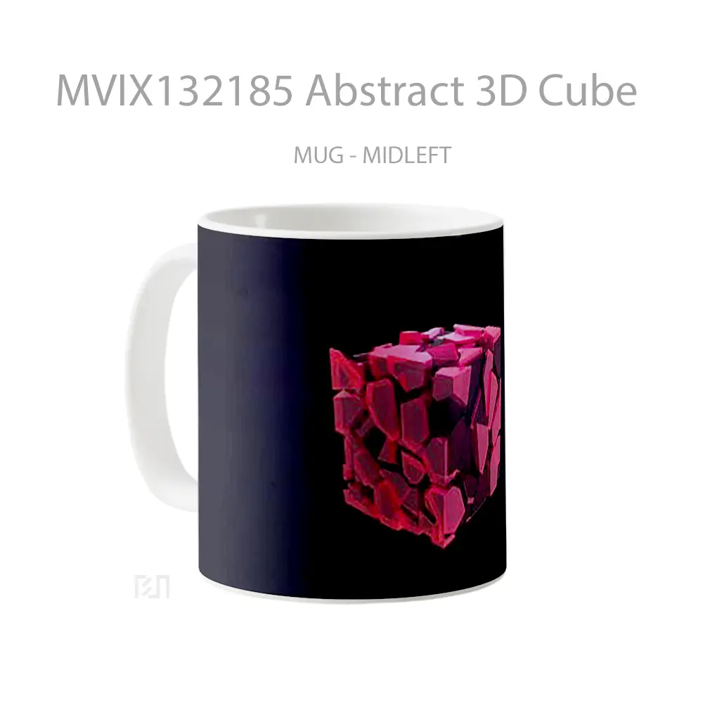 Mug Abstract 3D Cube Gelas Seni Modern - All-side / Desain