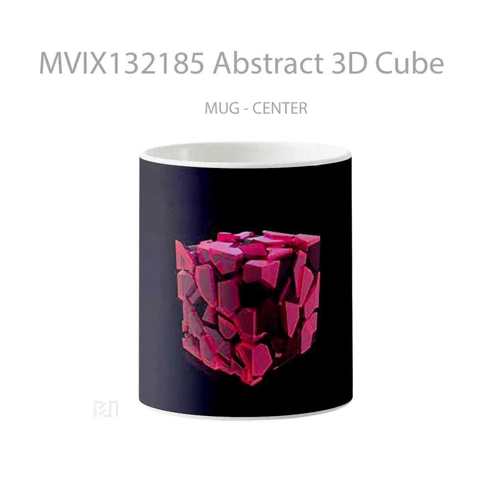 Mug Abstract 3D Cube Gelas Seni Modern