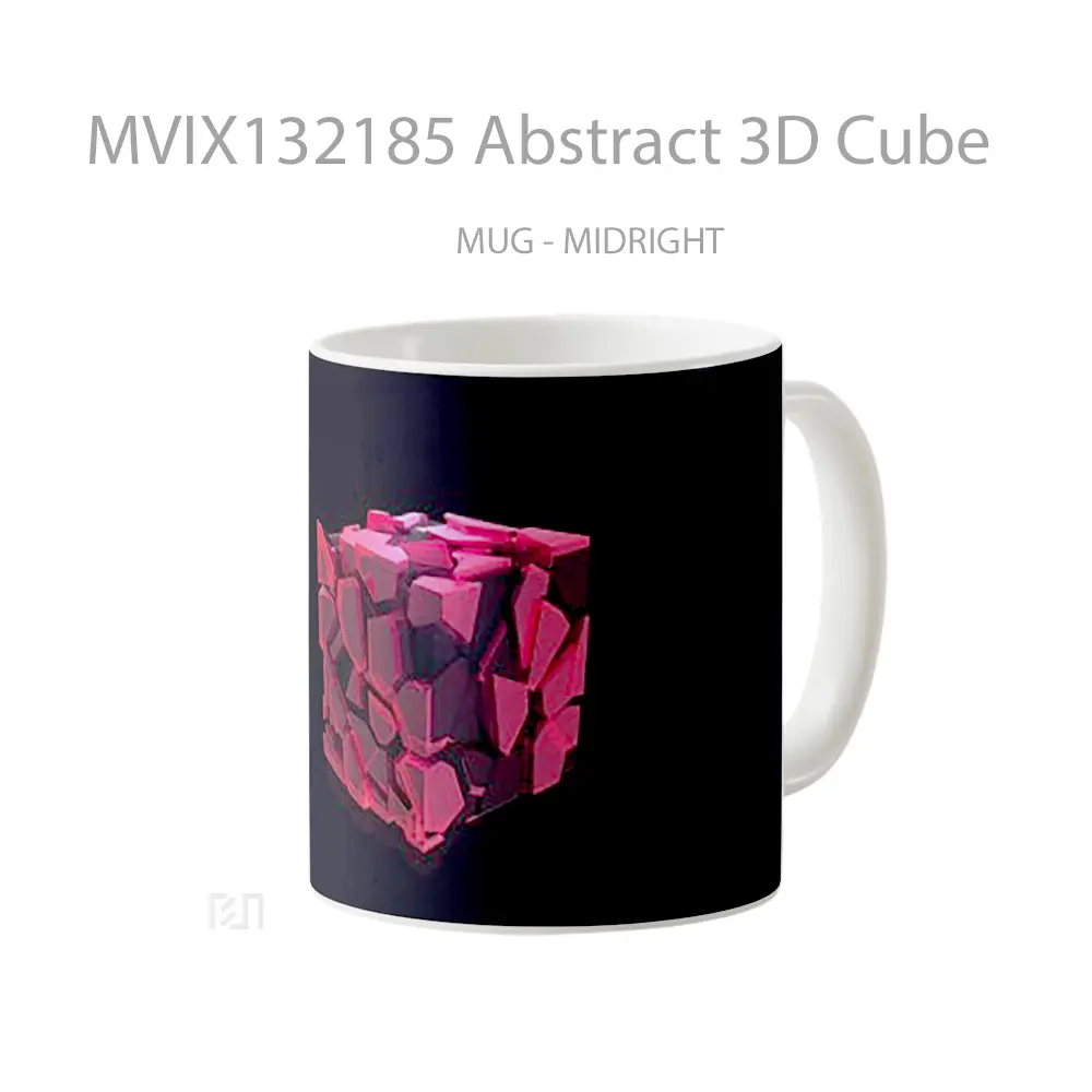 Mug Abstract 3D Cube Gelas Seni Modern - All-side / Desain