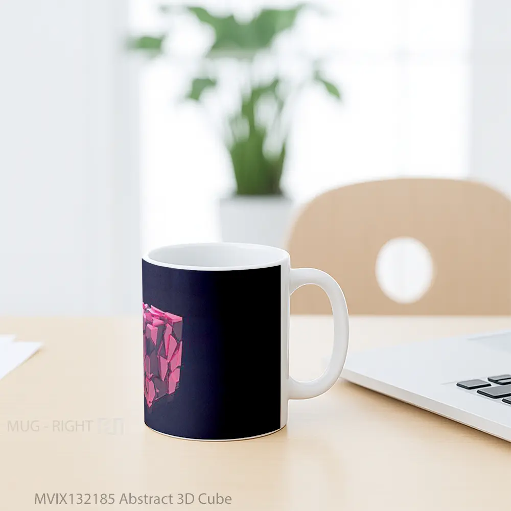 Mug Abstract 3D Cube Gelas Seni Modern - All-side / Desain
