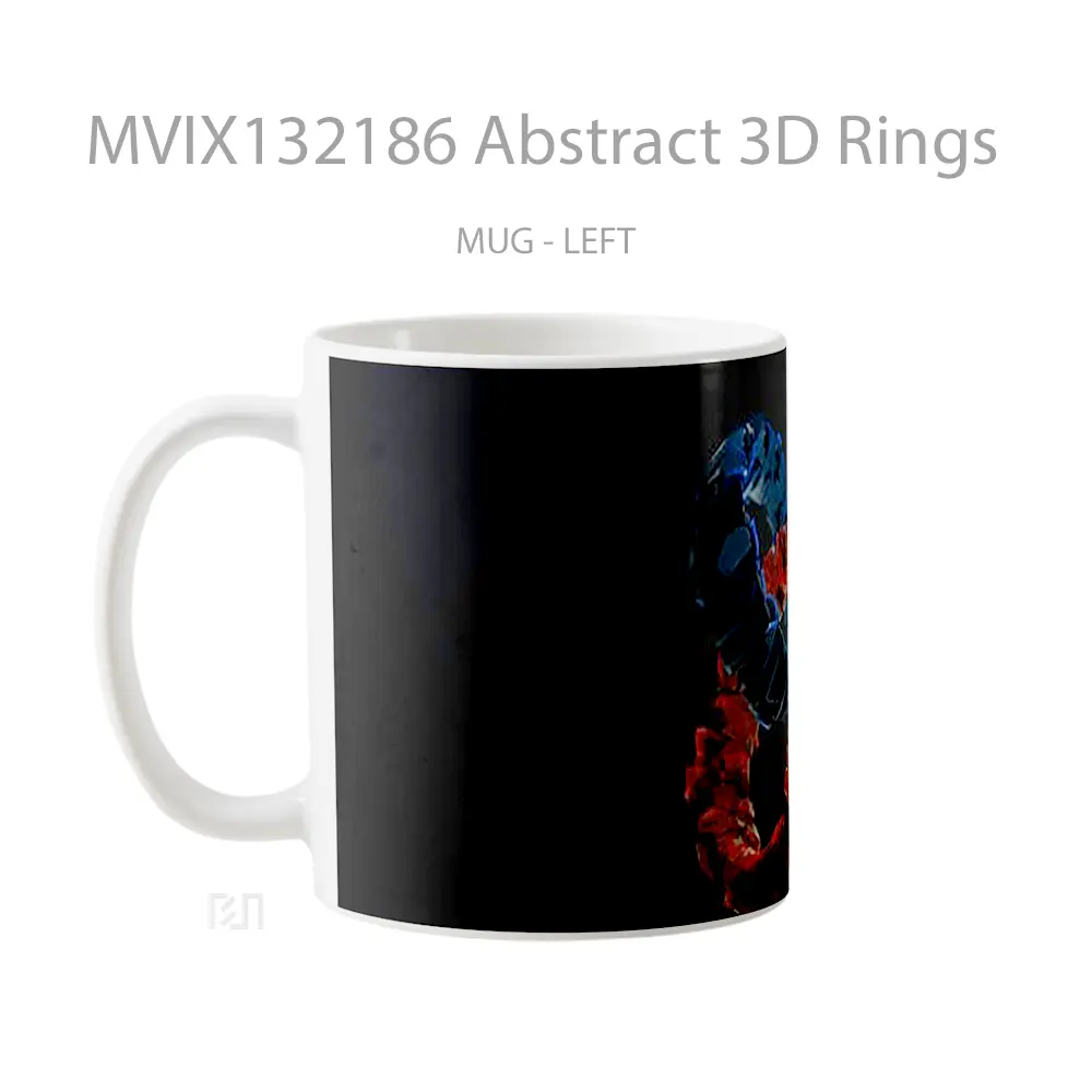 Mug Abstract 3D Rings Gelas Seni Modern - All-side / Desain