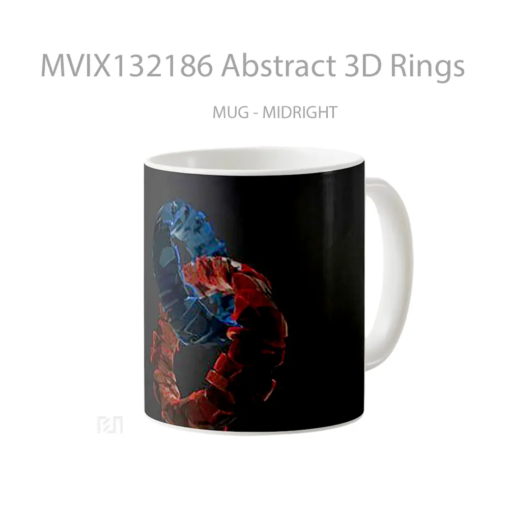 Mug Abstract 3D Rings Gelas Seni Modern - All-side / Desain