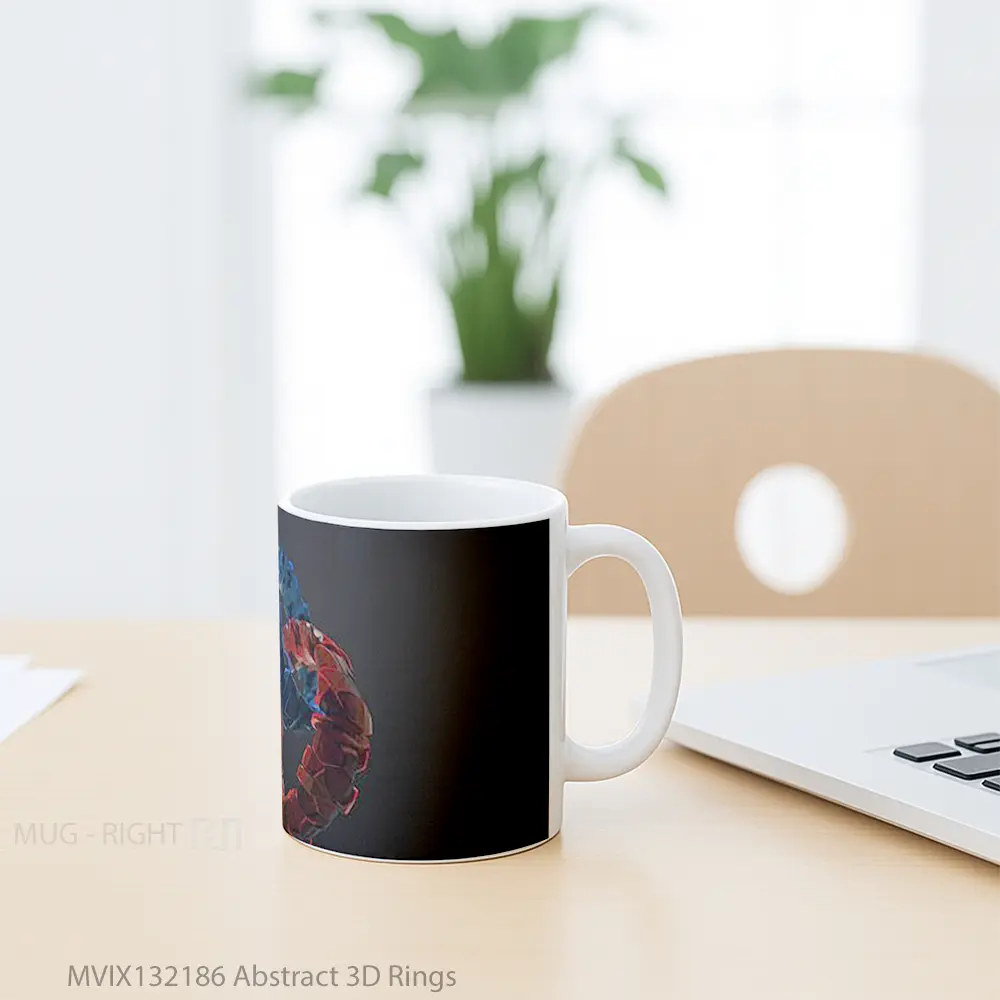 Mug Abstract 3D Rings Gelas Seni Modern - All-side / Desain