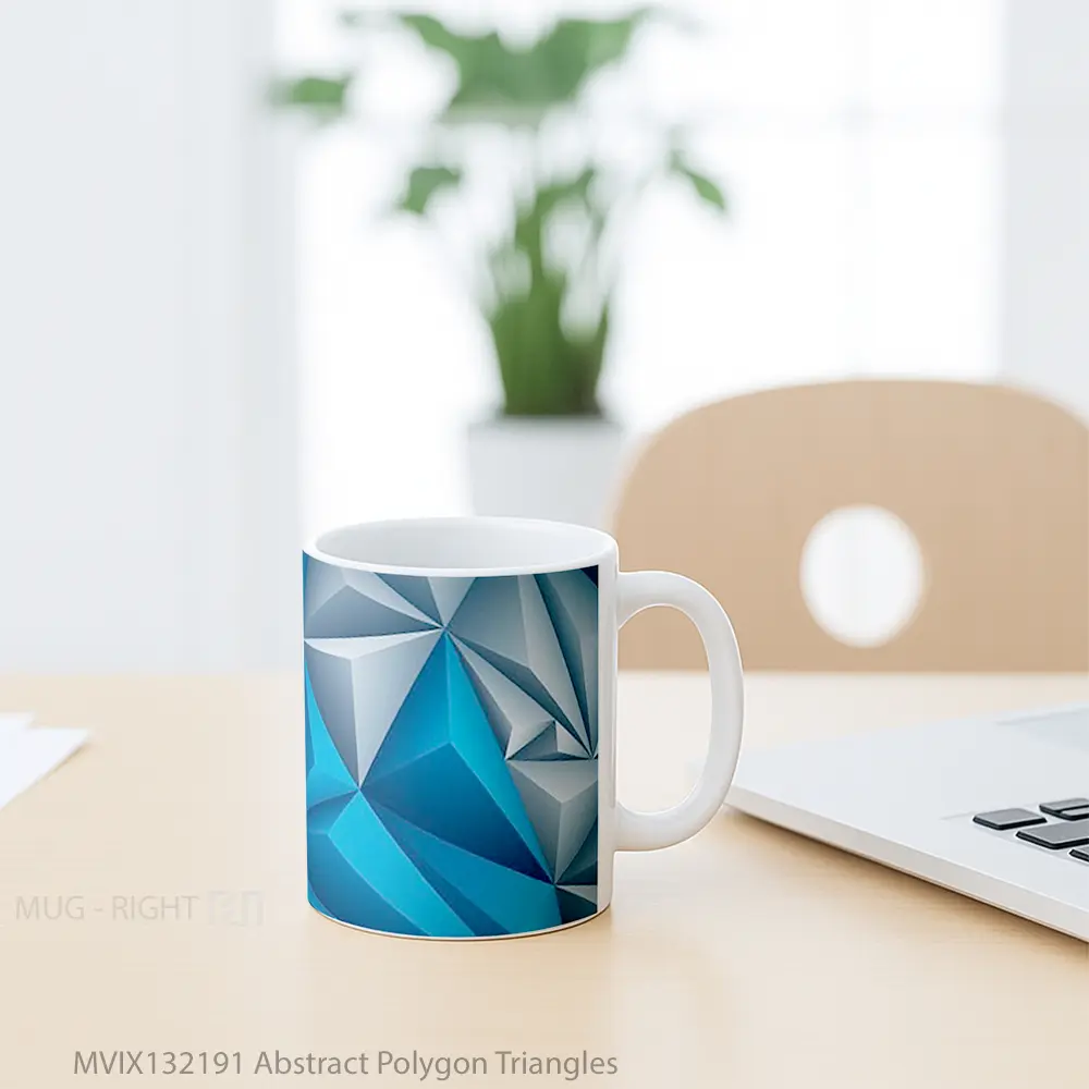 Mug Abstract Polygon Triangles Gelas Seni Modern - All-side / Desain
