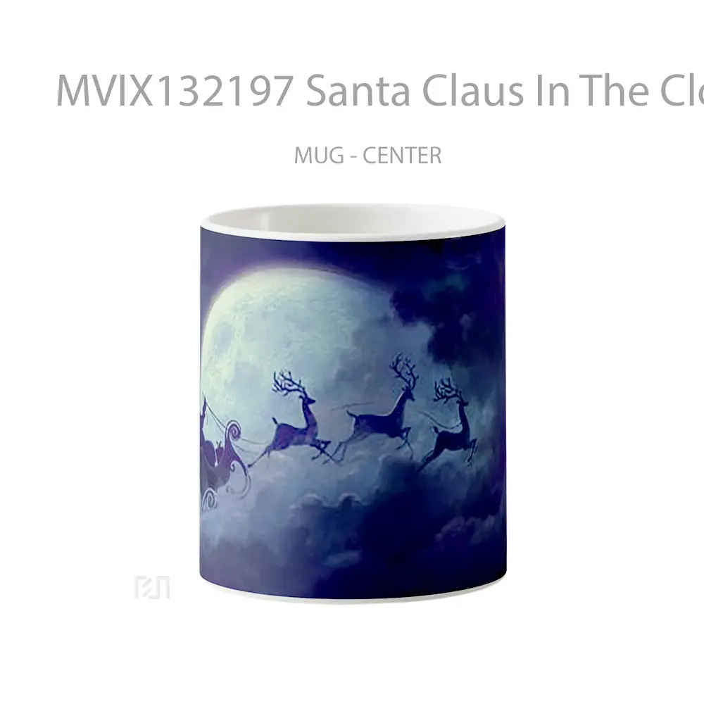 Mug Santa Claus In The Clouds And Moon Gelas Pemandangan Alam