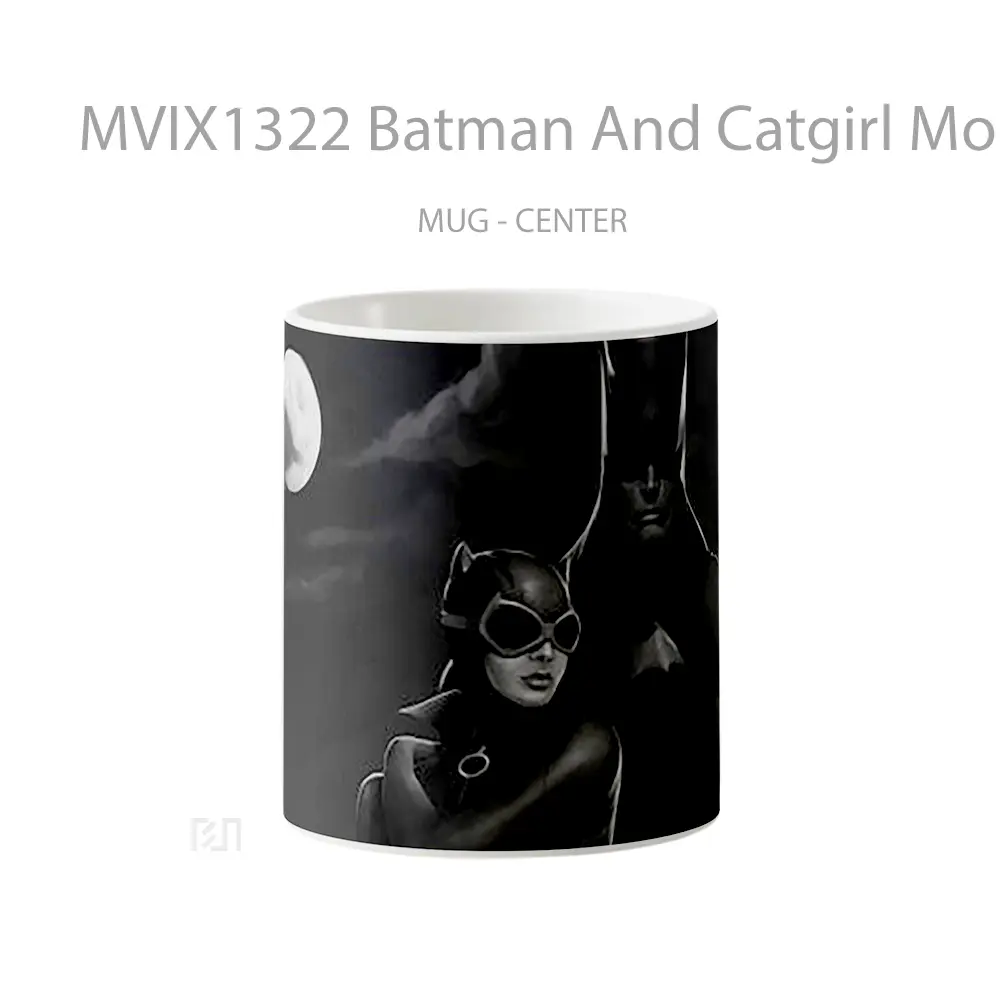 Mug Batman And Catgirl Monochrome Gelas Superhero