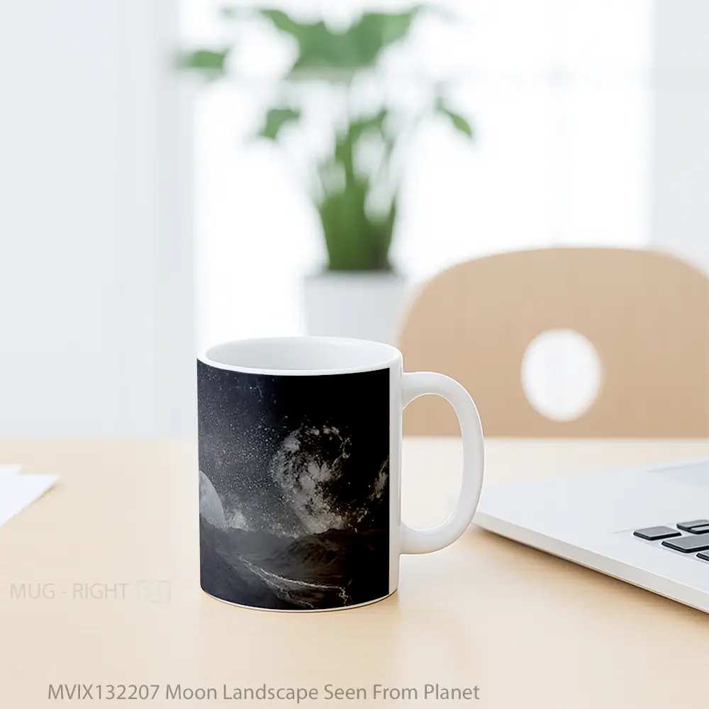 Mug Moon Landscape Seen From Planet Gelas Pemandangan Alam - All-side / Desain