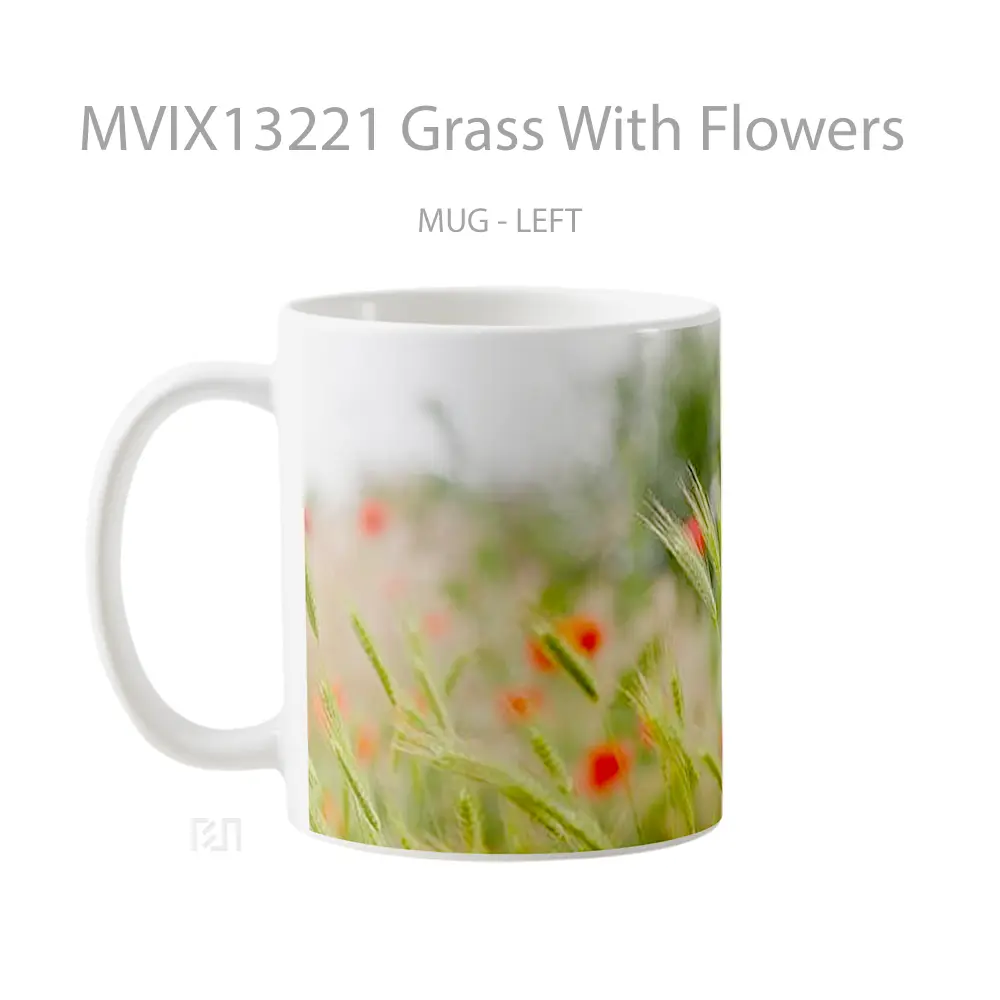 Mug Grass With Flowers Gelas Pemandangan Alam - All-side / Desain